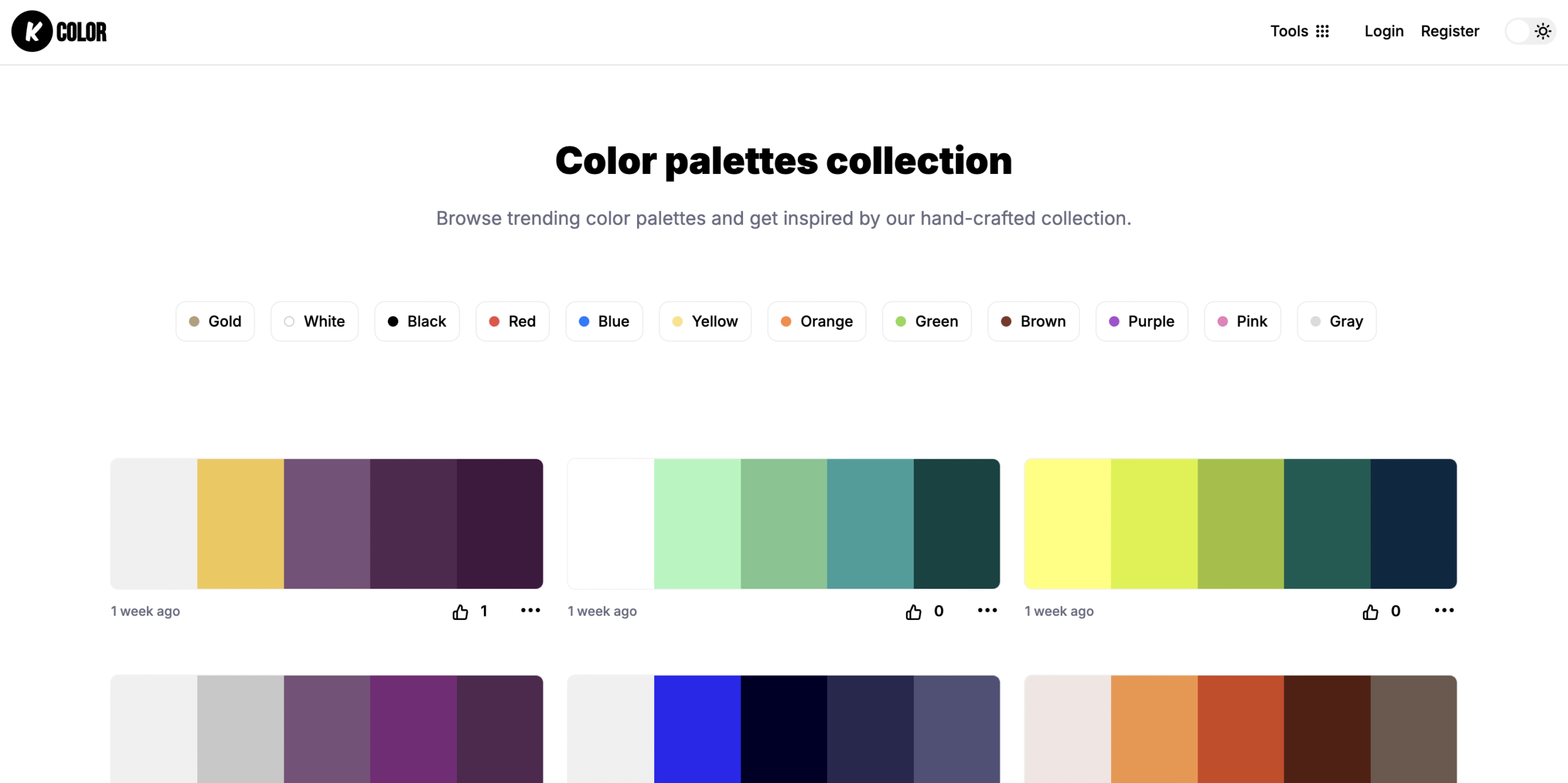 Color palettes collection