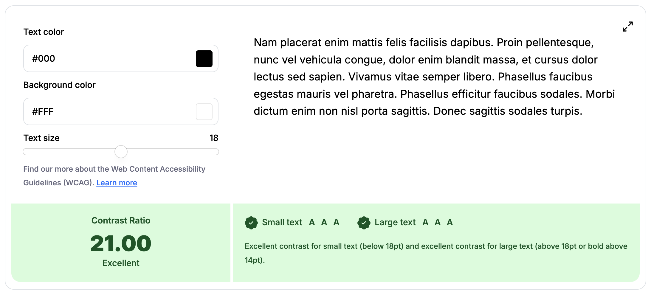 Color palettes WCAG contrast checker