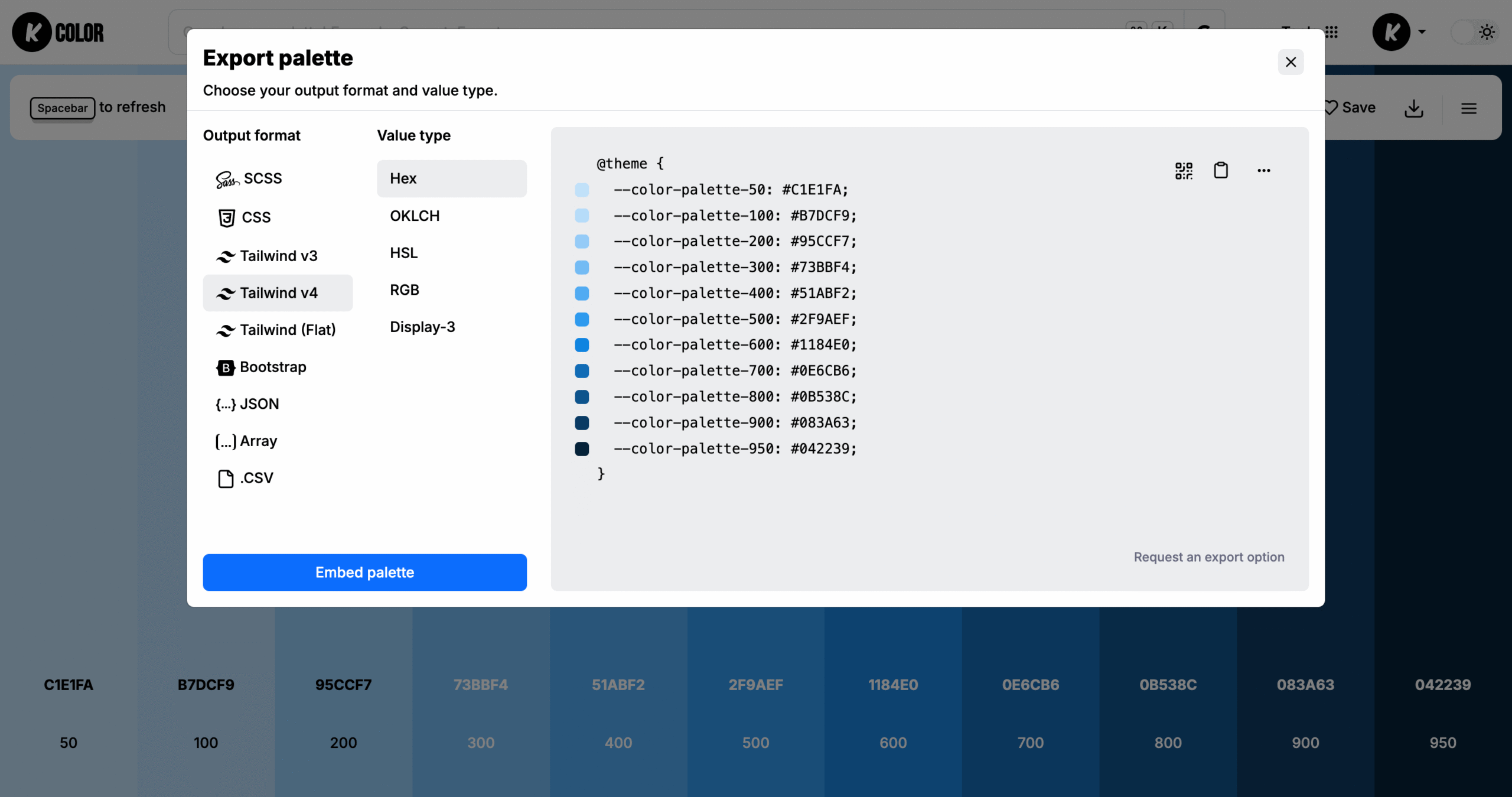 Export Tailiwnd colors