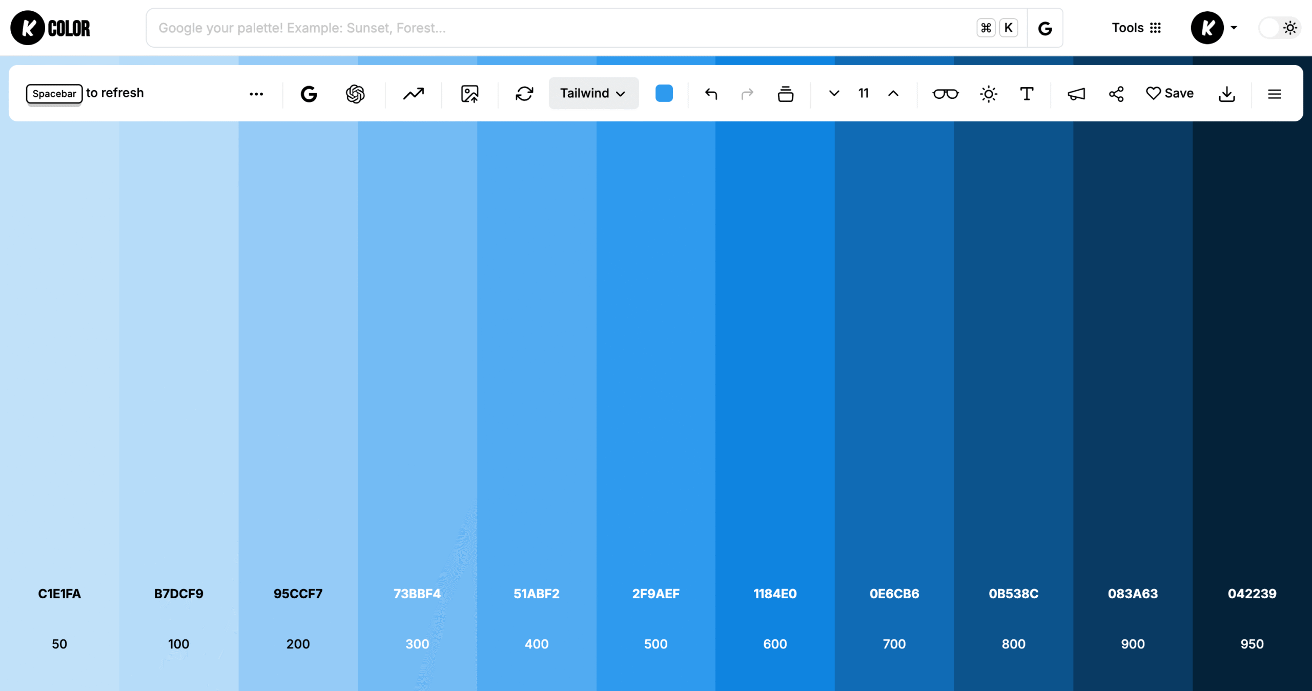 Tailiwnd colors generator